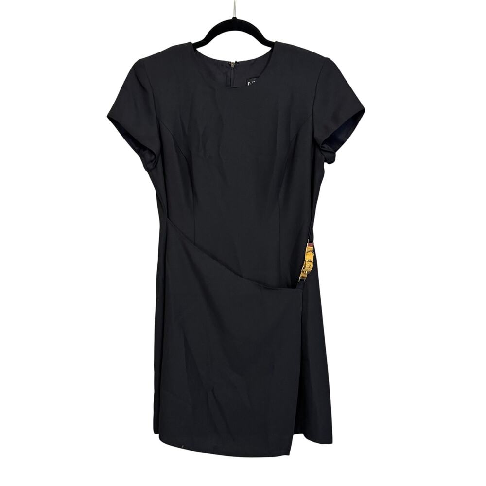Vintage Datiani Mini Dress 12 Petite Black Cap Sleeve Cocktail Sheath Party USA